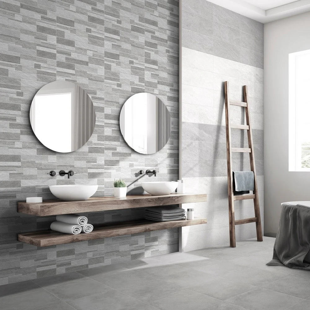 Polis Ares Cenere - Rivestimento Bagno Effetto Muretto 20x50