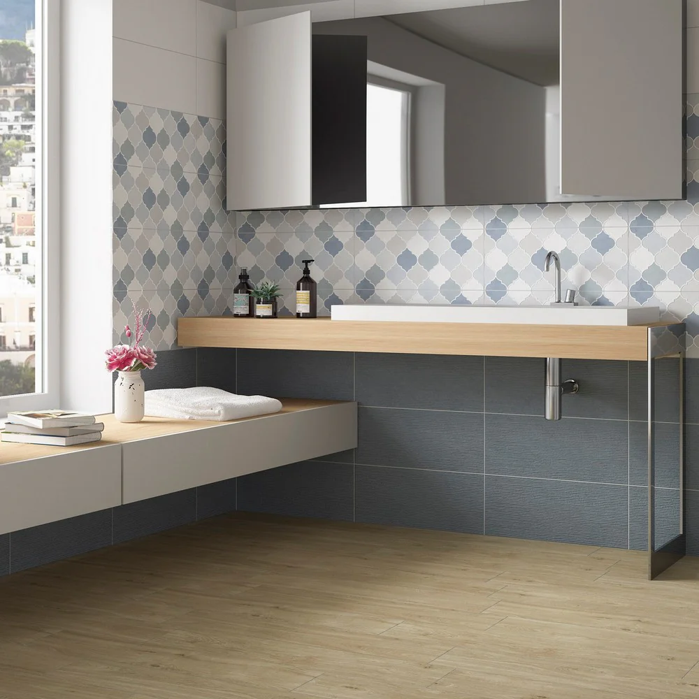 Vernissage Pattern Mix Denim - Rivestimento Bagno Decoro Geometrico Opaco 25x60 - Image 3