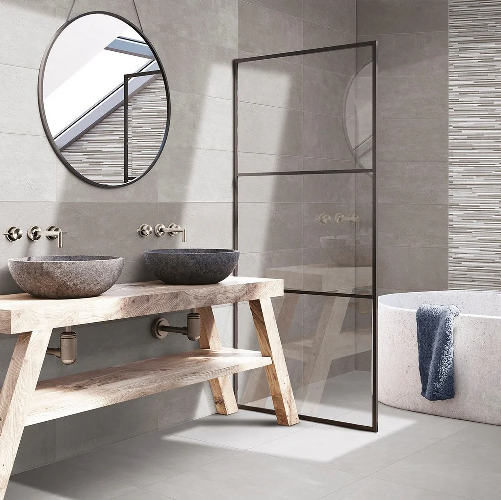 Mood Perla - Rivestimento Bagno Effetto Cemento 25x60