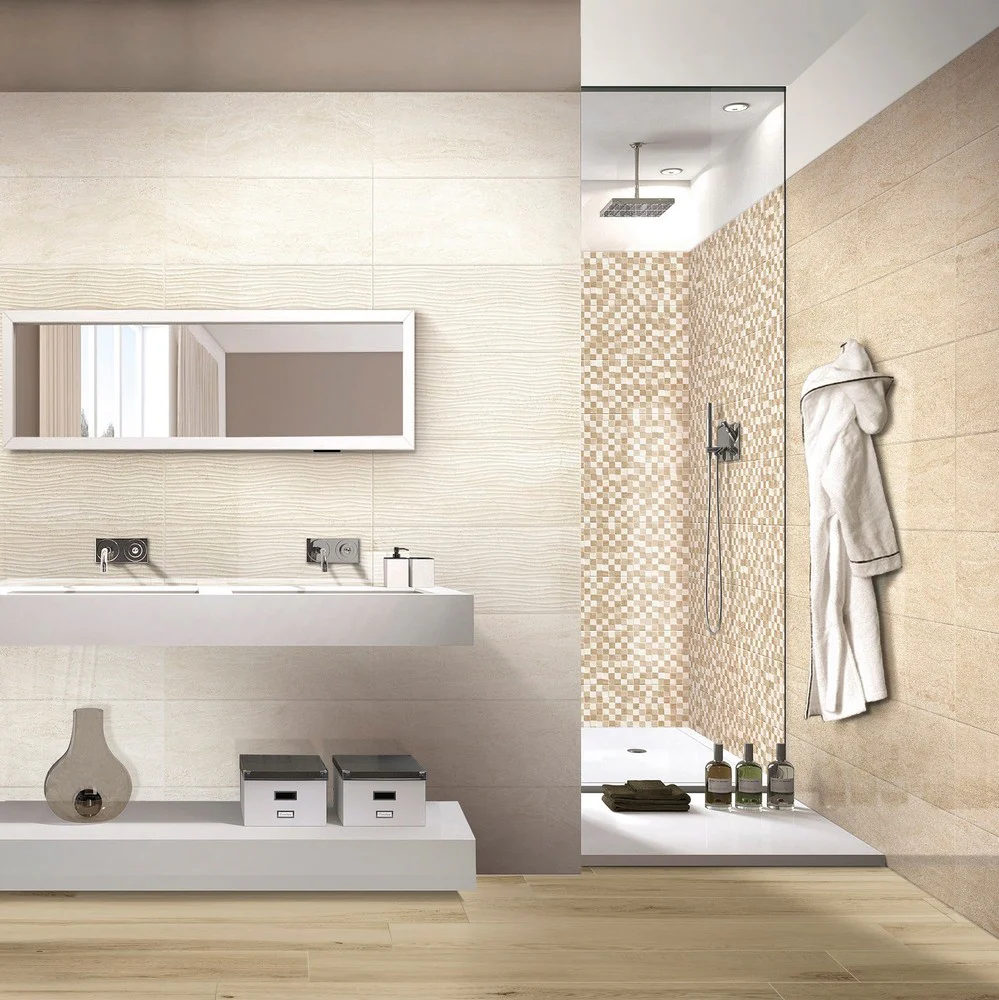 Trani Beige - Rivestimento Bagno Effetto Travertino 25x60