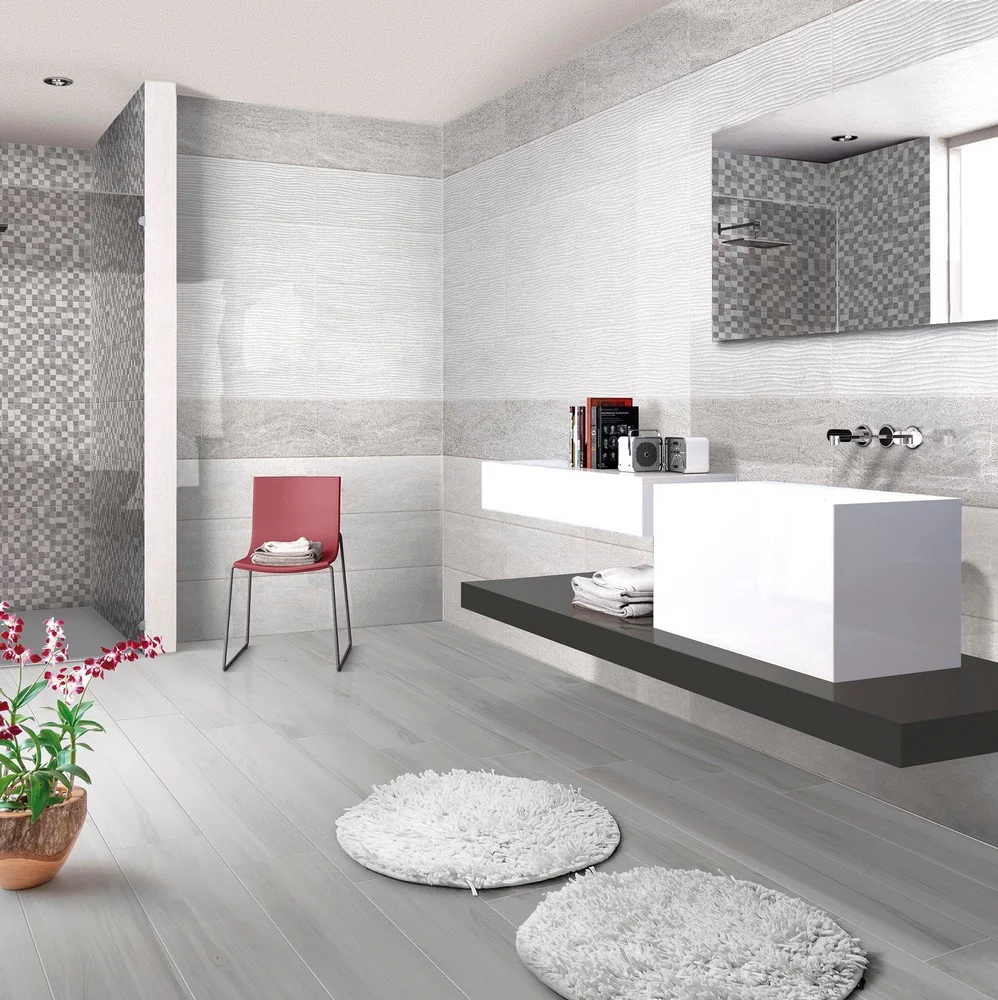 Trani Grigio - Rivestimento Bagno Effetto Travertino 25x60
