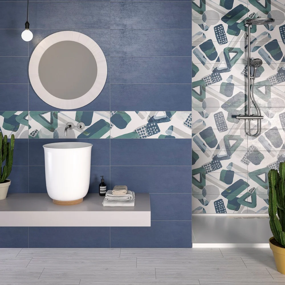 Naif Velluto Blu - Rivestimento Bagno Tinta Unita Blu Scuro 25x75