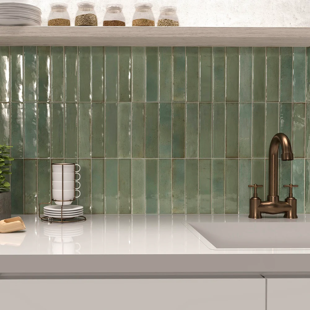 Artisan Verde - Rivestimento Effetto Mattoncino Lucido