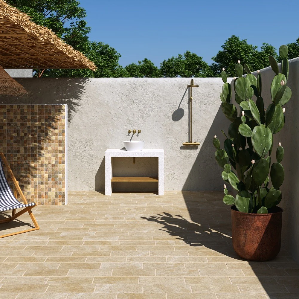 Stone Lab Quarzite Beige R11 Antiscivolo - Gres Porcellanato Effetto Pietra 21x43 per Esterno