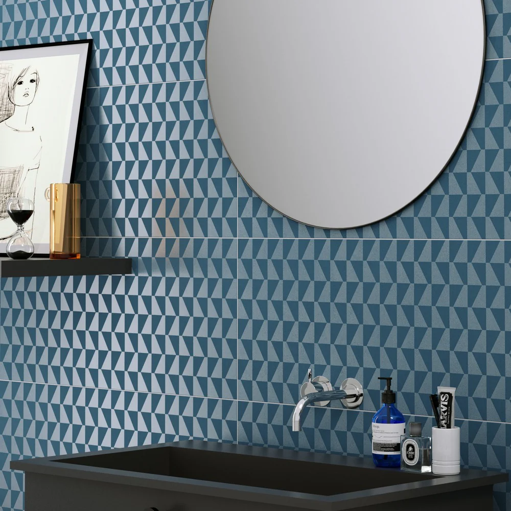 Vibes Decoro Pattern Steel - Rivestimento effetto resina opaco 33x100 blu