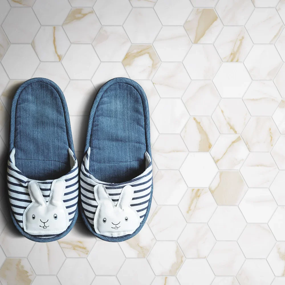 Prestige Hexa Calacatta - Mosaico Esagonale su rete effetto marmo