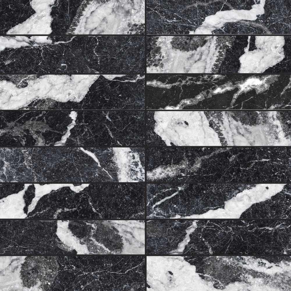Puro Brick Nero Marquinia 6x25 - Gres Effetto Marmo Mattoncino Opaco - Image 2