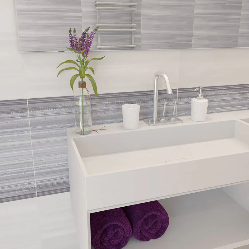 Studio Arte Grigio - Rivestimento Effetto Rigato Orizzontale Lucido 25x75