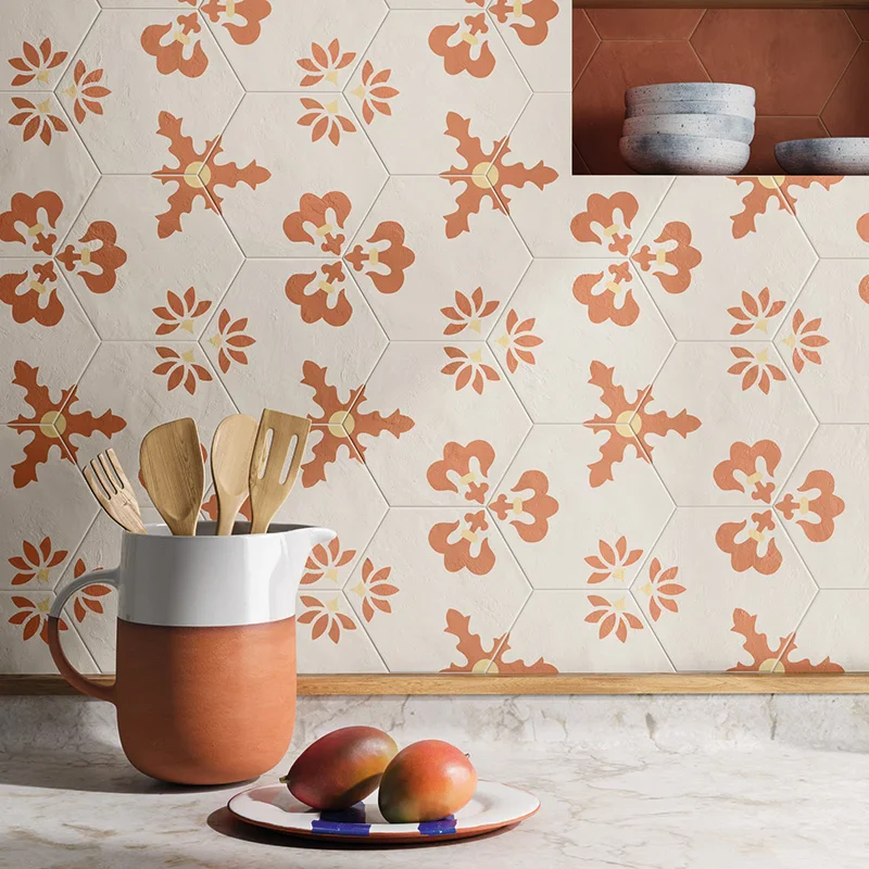 Terra.Art Giglio Tramonto Crema Esagona - Gres Effetto Cementina Esagonale 25x21