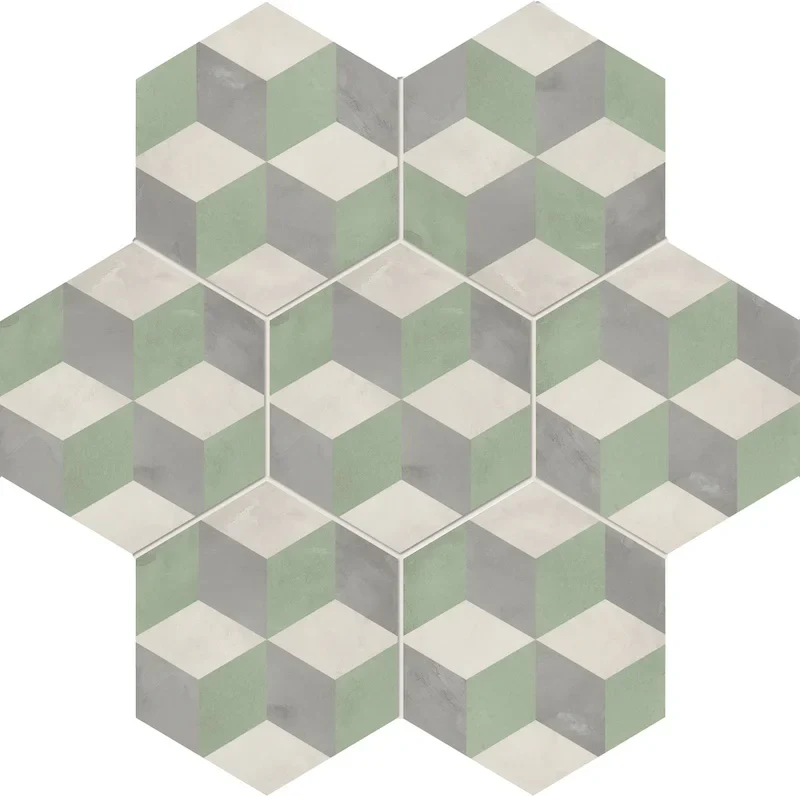 Terra.Art Cubo Sabbia Menta Esagona - Gres Effetto Cementina Esagonale 25x21 - Image 2