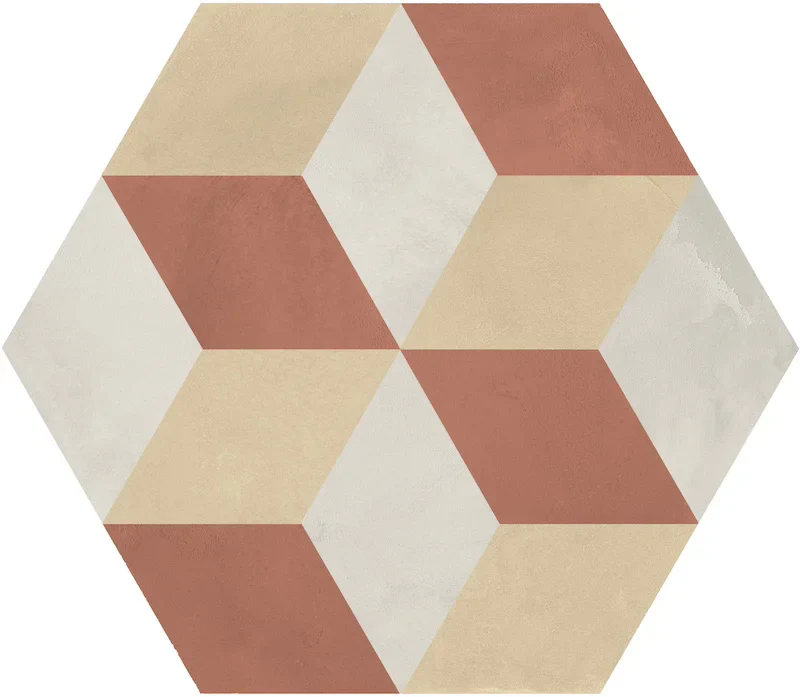 Terra.Art Cubo Tramonto Crema Esagona - Gres Effetto Cementina Esagonale 25x21
