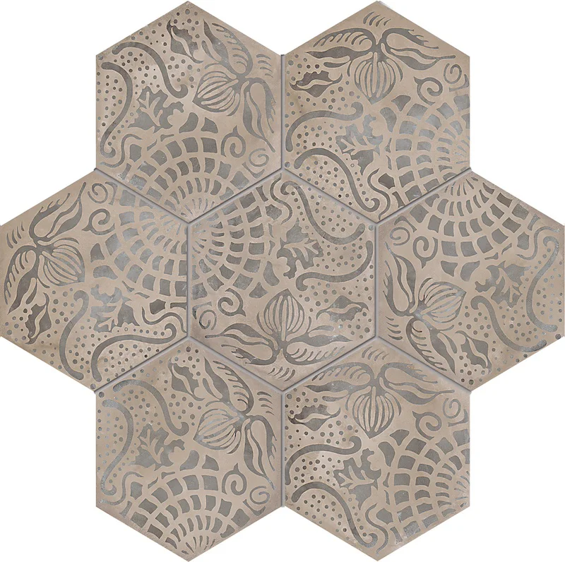 Terra Floreale Freddo Esagona - Gres Effetto Cementine Esagonale 25x21 - Image 2
