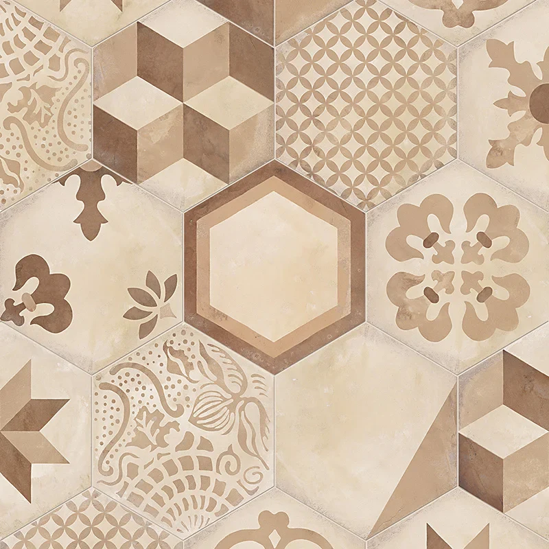 Terra Mix Decori Caldi Esagona - Gres Effetto Cementine Esagonale 25x21 - Image 3