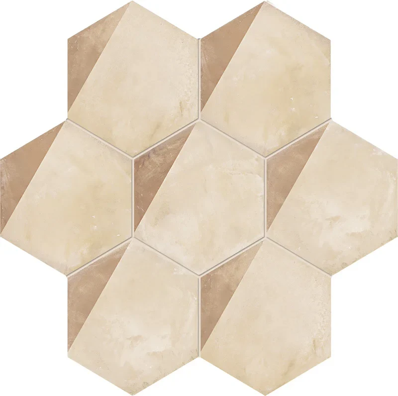 Terra Porzione Calda Esagona - Gres Effetto Cementine Esagonale 25x21 - Image 3