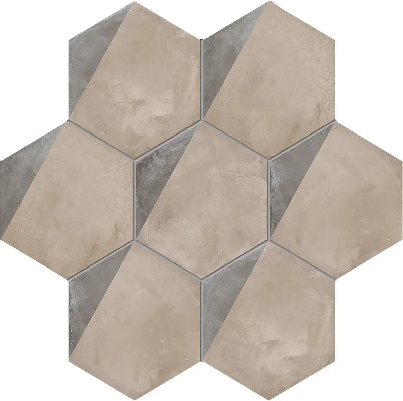 Terra Porzione Fredda Esagona - Gres Effetto Cementine Esagonale 25x21 - Image 2