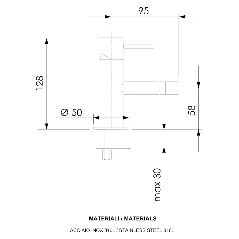 Tokyo Steel - Miscelatore per bidet in acciaio inox - Image 2